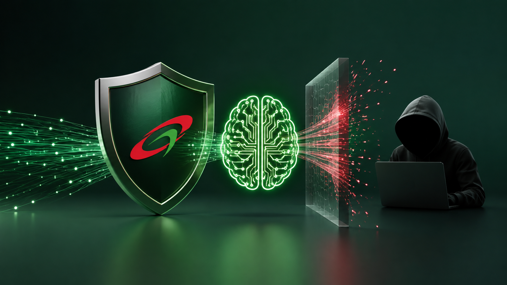 Conceptual illustration of artificial intelligence protecting Safaricom digital transactions from cyber threats and fraud.