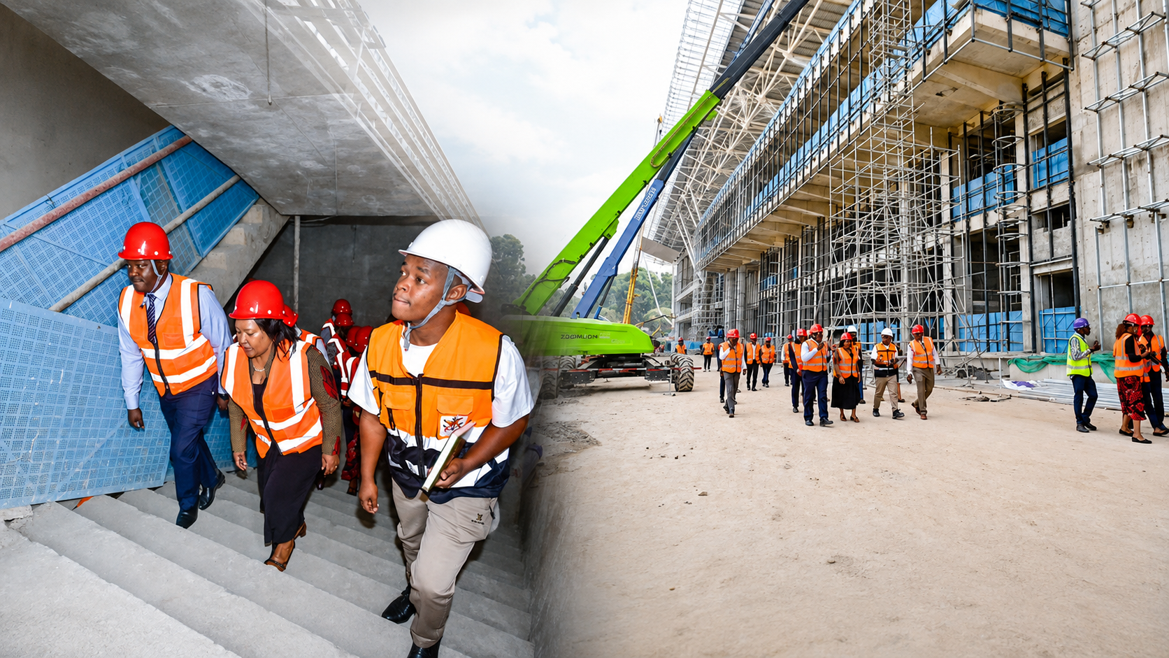 Tourism and Wildlife Cabinet Secretary Rebecca Miano inspects construction at the Bomas International Convention Complex in Nairobi.
