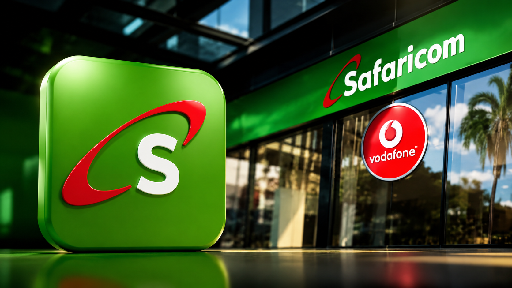 Safaricom branding at a storefront, illustrating the company’s record Ksh 80.13 billion dividend payout for FY26.