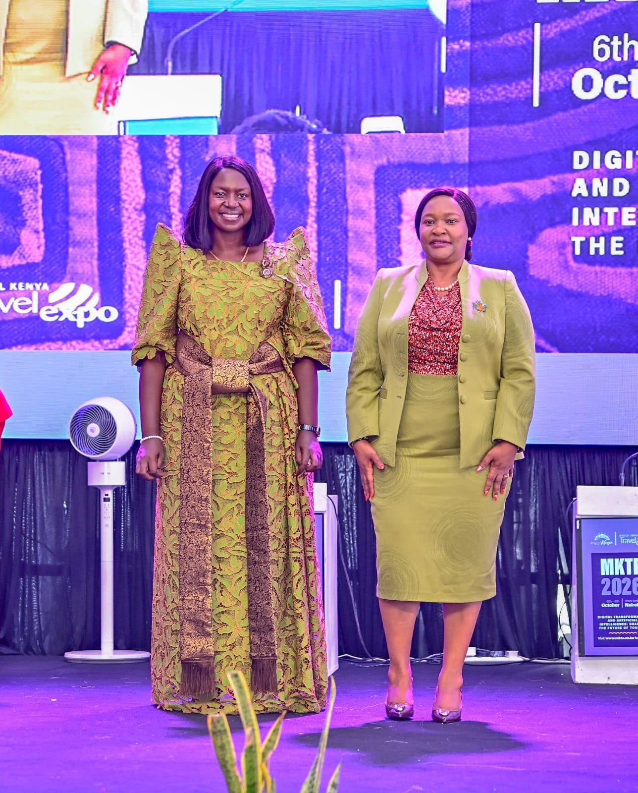 Rebecca Miano and Uganda’s State Minister for Tourism Susan Nakawuki at the Magical Kenya Travel Expo 2026.